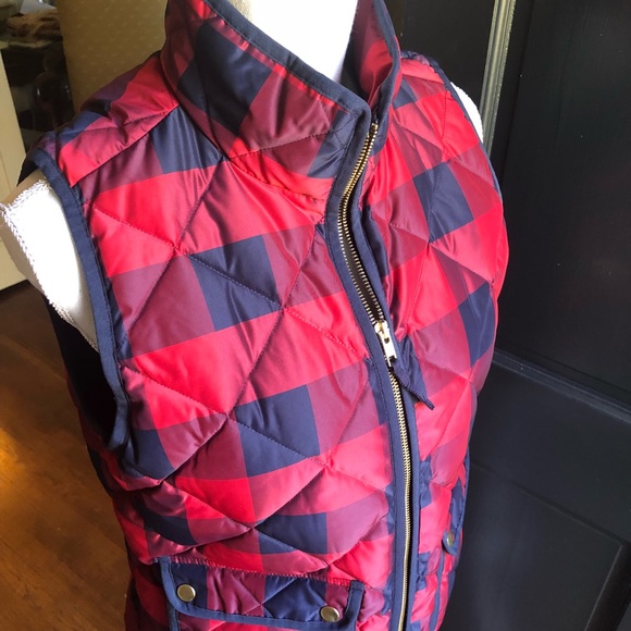 J.Crew Excursion Puffer Down Vest Buffalo Check - Picture 4 of 8